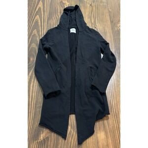 ZARA Open Front Hooded Cardigan Womens Small Black Long Sleeve Knit